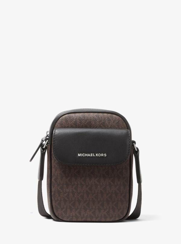 Panske Crossbody Kabelka Michael Kors Hudson Logo Smartphone Čierne Hnede - Tasky Michael Kors Levně | NQYHR-6103
